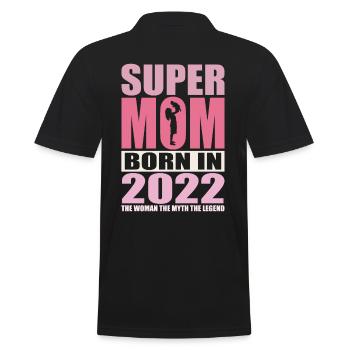 Mama Geburtstag 2022 | Super Mom - Männer Poloshirt - Schwarz - Hinten - Kai (181cm)