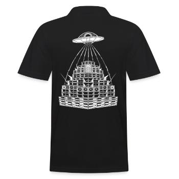 Rave Party Alien UFO Sound System - Men's Polo Shirt - black - Back - Kai (181cm)
