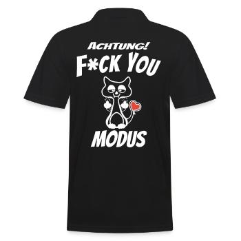 Fuck you Modus - Männer Poloshirt - Schwarz - Hinten - Kai (181cm)
