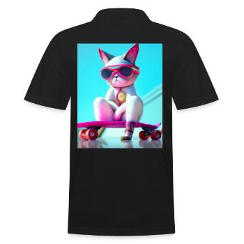 Coole Skateboard Katzen - Männer Poloshirt - Schwarz - Hinten - Kai (181cm)