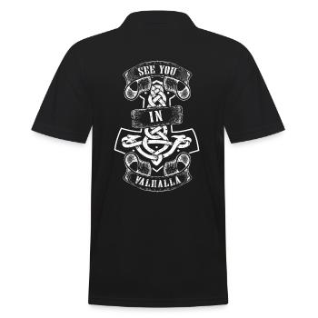 Wikinger See you in Valhalla - Männer Poloshirt - Schwarz - Hinten - Kai (181cm)