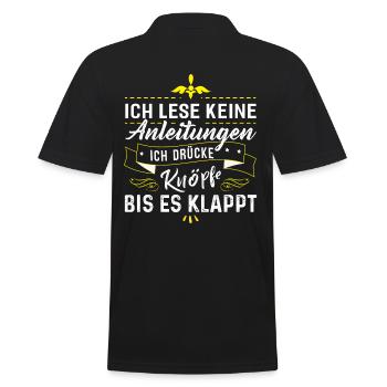 Je lis Pas d’instructions - Polo Homme - noir - Dos - Kai (181cm)