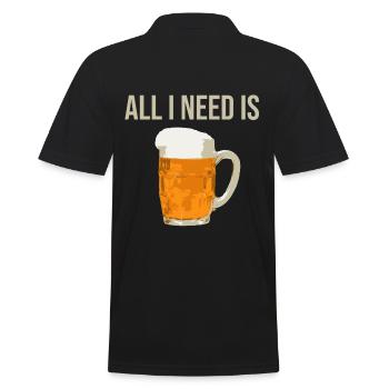 All I Need Is Beer Ich liebe Bier I love Beer - Männer Poloshirt - Schwarz - Hinten - Kai (181cm)