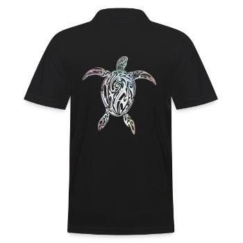 Schildkröte Maori Tribal - Männer Poloshirt - Schwarz - Hinten - Kai (181cm)