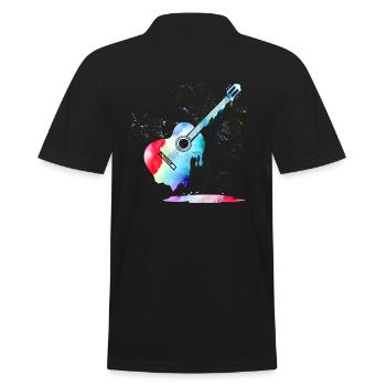 Gitarre - Männer Poloshirt - Schwarz - Hinten - Kai (181cm)