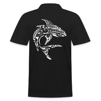 Hai Maori Tribal Tattoo Kunst - Männer Poloshirt - Schwarz - Hinten - Kai (181cm)