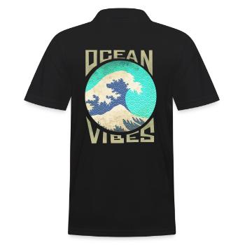 Great Wave Off Kanagawa Surfing - Männer Poloshirt - Schwarz - Hinten - Kai (181cm)