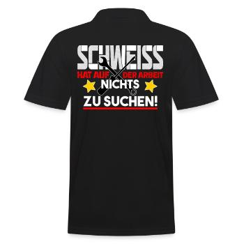 Schweiss auf der Arbeit - Männer Poloshirt - Schwarz - Hinten - Kai (181cm)