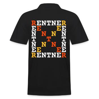 Rentner (waagerecht, senkrecht u. diagonal lesbar) - Männer Poloshirt - Schwarz - Hinten - Kai (181cm)
