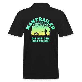 Mantrailer - die mit dem Hund suchen Jagdhund M S - Männer Poloshirt - Schwarz - Hinten - Kai (181cm)