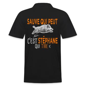 Stéphane c est stephane qui tire Humour Chasseur - Polo Homme - noir - Dos - Kai (181cm)