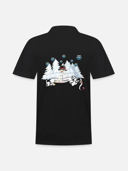 Schneemann Shirt - Motiv " Let it Snow " , - Männer Poloshirt - Schwarz