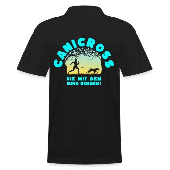 Canicross -who run with the dog. (Sunset) - Men's Polo Shirt - black - Back - Kai (181cm)