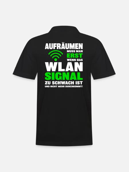 WLAN-Signal zu schwach Teenager Aufräumen Spruch - Männer Poloshirt - Schwarz