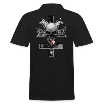 Croix inversée avec pentagramme et crâne - Polo Homme - noir - Dos - Kai (181cm)