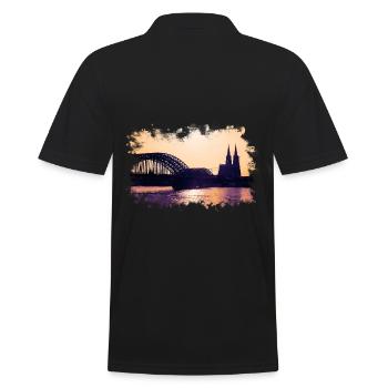 Cologne Sunset City Panorama with Cologne Cathedral - Men's Polo Shirt - black - Back - Kai (181cm)
