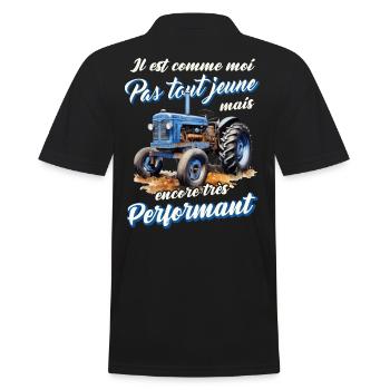 Tracteur ancien agriculteur humour vieux tracteurs - Polo Homme - noir - Dos - Kai (181cm)