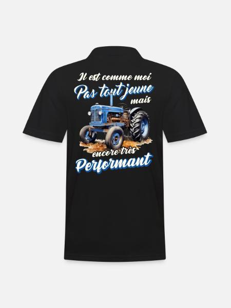 Tracteur ancien agriculteur humour vieux tracteurs - Polo Homme - noir