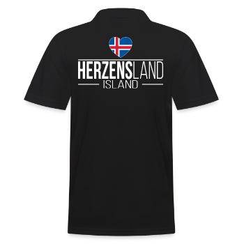 Herzensland Island Skandinavien Urlaub Reise - Männer Poloshirt - Schwarz - Hinten - Kai (181cm)