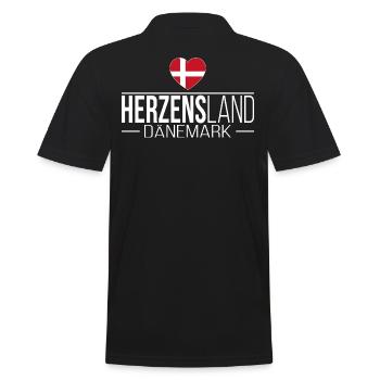 Herzensland Dänemark Skandinavien Urlaub Reise - Männer Poloshirt - Schwarz - Hinten - Kai (181cm)