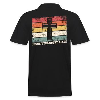 Jesus Christus - Christliches Shirt - Christliche - Männer Poloshirt - Schwarz - Hinten - Kai (181cm)