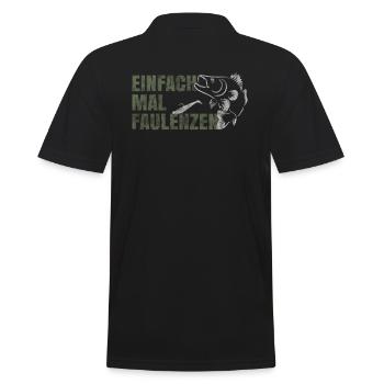 Einfach mal Faulenzen - Männer Poloshirt - Schwarz - Hinten - Kai (181cm)