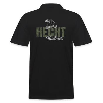 Hecht Angeln - Männer Poloshirt - Schwarz - Hinten - Kai (181cm)