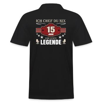 15 Jahre Jubiläum Chef - Männer Poloshirt - Schwarz - Hinten - Kai (181cm)