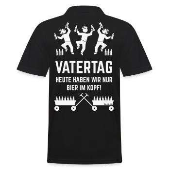 Vatertag – Bier Im Kopf (2 Bollerwagen / White) - Männer Poloshirt - Schwarz - Hinten - Kai (181cm)
