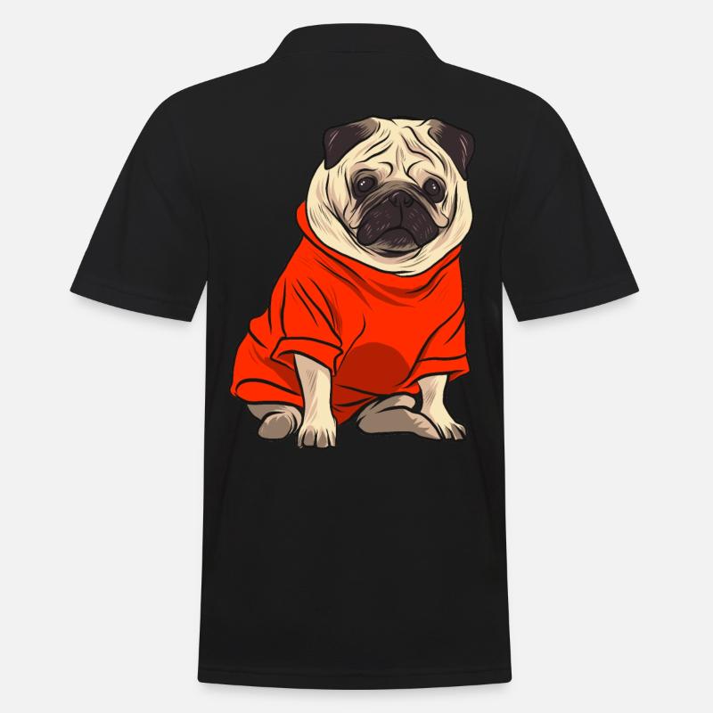 Mops im Tshirt - Männer Poloshirt - Schwarz
