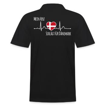 Mein Herz schlägt für Dänemark Spruch Urlaub - Männer Poloshirt - Schwarz - Hinten - Kai (181cm)