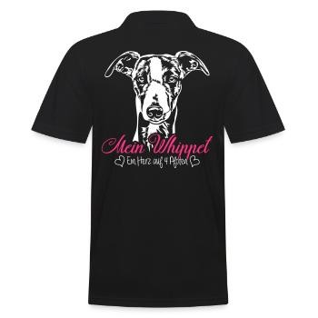 Mein Whippet - Ein Herz auf 4 Pfoten - Männer Poloshirt - Schwarz - Hinten - Kai (181cm)