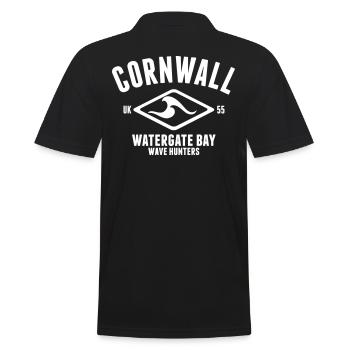 CORNWALL WATERGATE BAY SURF DESIGN - Men's Polo Shirt - black - Back - Kai (181cm)