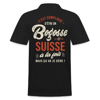 Suisse Bogosse Cadeau Humour Suisses - Polo Homme - noir - Dos - Kai (181cm)