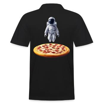 Hovering astronaut over pizza - Men's Polo Shirt - black - Back - Kai (181cm)
