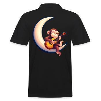 Musikalischer Affe im Halbmond - Männer Poloshirt - Schwarz - Hinten - Kai (181cm)