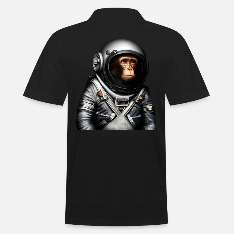Weltraum Astronaut Affe - Männer Poloshirt - Schwarz