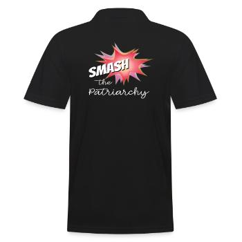Smash the Patriarchy - Männer Poloshirt - Schwarz - Hinten - Kai (181cm)