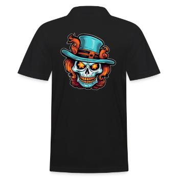 Halloween Design gruselig für die nächste Party - Männer Poloshirt - Schwarz - Hinten - Kai (181cm)