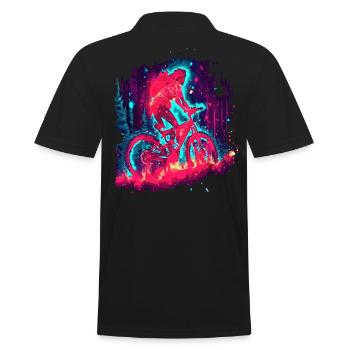 Neon Mystic Mountain Bike Girl Forest Ride - Men's Polo Shirt - black - Back - Kai (181cm)