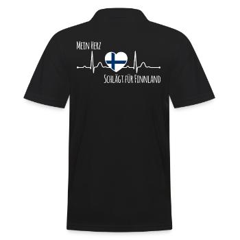 Mon cœur bat pour la Finlande Scandinavie - Polo Homme - noir - Dos - Kai (181cm)
