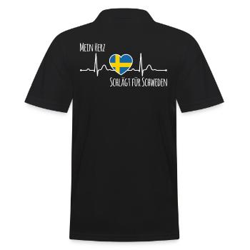 Mein Herz schlägt für Schweden Skandinavien - Männer Poloshirt - Schwarz - Hinten - Kai (181cm)