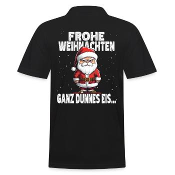 Guten Morgen? Ganz dünnes Eis! Weihnachtsmann - Männer Poloshirt - Schwarz - Hinten - Kai (181cm)