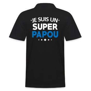 Ich bin ein super Papou T-Shirt lustig Humor - Männer Poloshirt - Schwarz - Hinten - Kai (181cm)