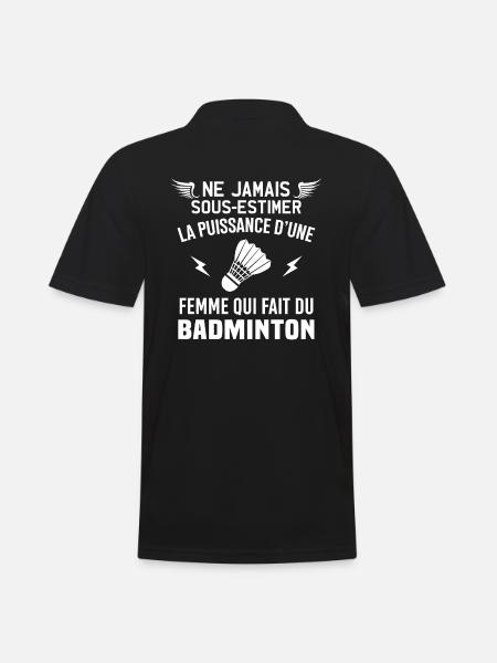 la puissance d'une femme qui fait du badminton - Polo Homme - noir