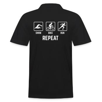 Triathlon swim bike run Repeat - Männer Poloshirt - Schwarz - Hinten - Kai (181cm)