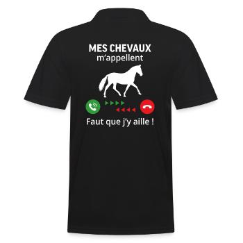 mes chevaux m'appelle faut quẹ j’y aille T-shirt - Polo Homme - noir - Dos - Kai (181cm)
