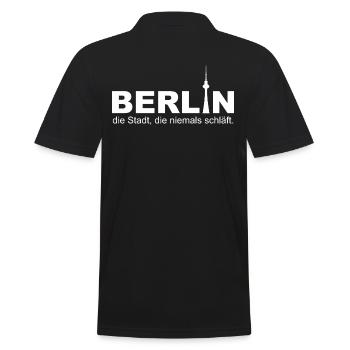 Berlin - Die Stadt die niemals schläft - Männer Poloshirt - Schwarz - Hinten - Kai (181cm)