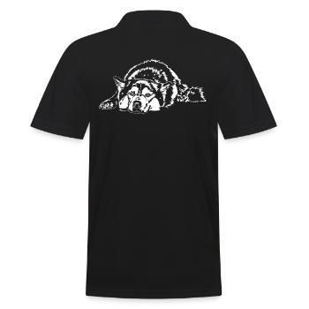 SIBERIAN HUSKY funny dog dogs Wilsigns - Men's Polo Shirt - black - Back - Kai (181cm)