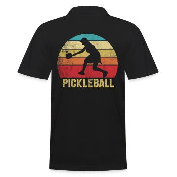 Silhouette de pickleball, style rétro, style vintage, - Polo Homme - noir - Dos - Kai (181cm)